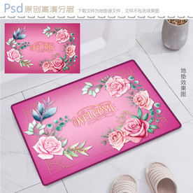 浪漫玫瑰门垫设计