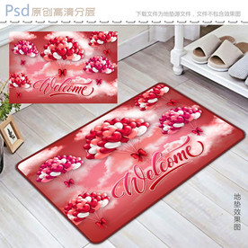 3D浪漫心形气球地垫设计