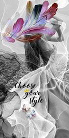 时尚美女羽毛装饰画玄关