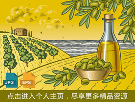 橄榄果农场漫画插图矢量图