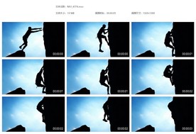 登山攀爬剪影勇往直前向上跨越