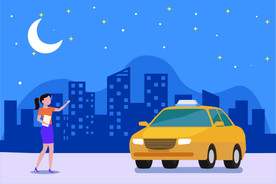 2.5D城市出行出租车插画