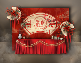 新中式红色婚礼签到区