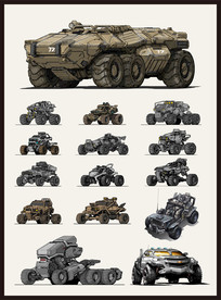 矢量手绘星球陆地机车系列