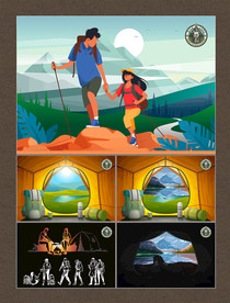 矢量徒步露营系列