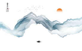 新中式 意境烟雾 麋鹿山水