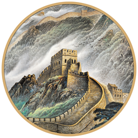 圆形长城装饰画圆形山水长城画