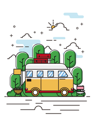 旅行野餐风景画