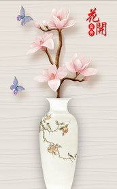 花开富贵花瓶花玄关背景墙