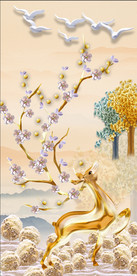 麋鹿发财树玄关背景