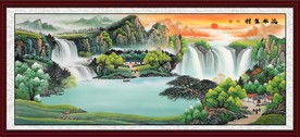 国画山水画流水生财