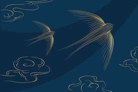 传统祥云抽象线条双飞燕