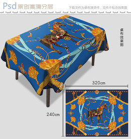 欧式复古马花纹桌布设计