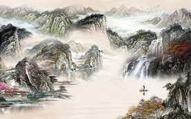 高清 山水画风景 TIF分层