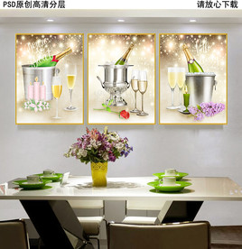 葡萄酒复古餐厅油画