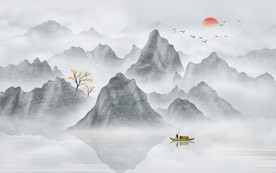 意境水墨山水画