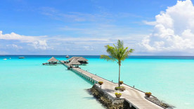 在清澈的海水中的码头景观