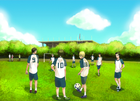 手绘城市素材 城市中足球场素材