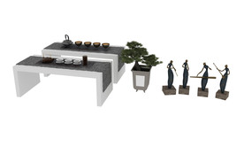 中式茶桌3d模型