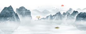 巨幅水墨山水画