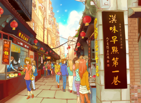 武汉历史老街，户部巷美食街素材
