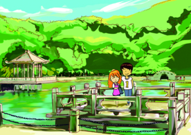 珠海城市暨南分校手绘素材美景