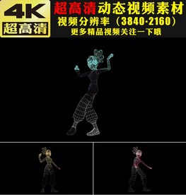 炫酷HUD线条女孩跳舞视频素材