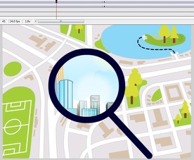 城市地图放大镜效果