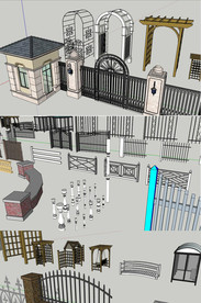 栏杆铁艺廊架SU合集