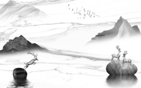 新品中式简约山水 TIF分层