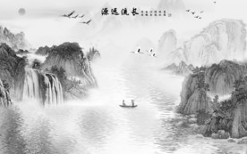 客厅中式简约山水 TIF分层