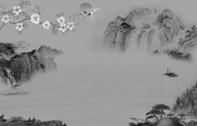 灰色中式简约山水 TIF分层