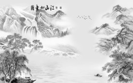 唯美大气灰色山水 TIF分层