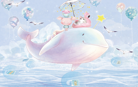 梦幻鲸鱼电视背景墙