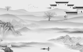 徽派中式简约山水 TIF分层