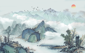 水墨山水电视背景墙