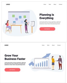 商务扁平插画网站首页首页首屏u