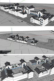 客家整体商业街SU模型