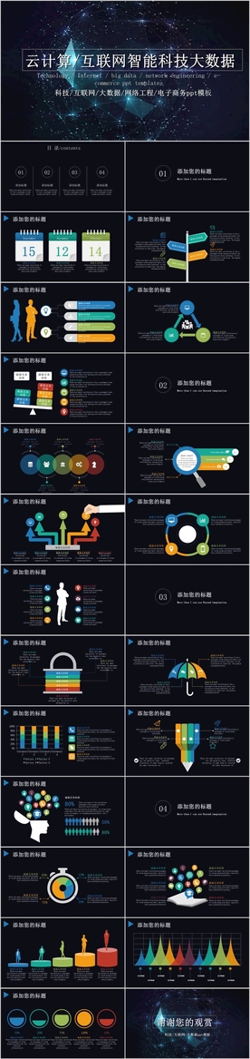 商务智能科技大数据PPT模板