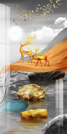 石来运转发财树麋鹿