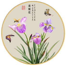 原创鸢尾花蝴蝶装饰画