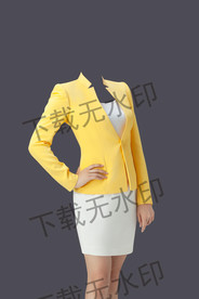 黄色半身西装
