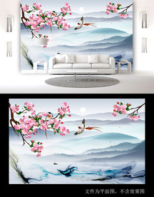 山水花鸟背景