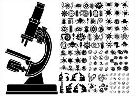 显微镜病毒细菌微生物剪影矢量合