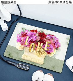 浪漫鲜花浴室地垫