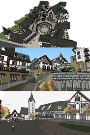 瑞士风情商业街SU模型