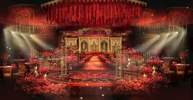 欧式红金宫廷拱门罗马婚礼效果图