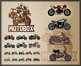 矢量简笔摩托系列