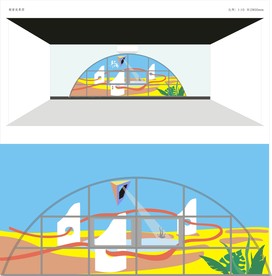 超现实主义插画玻璃橱窗贴花图案