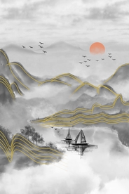 装饰画背景墙山河锦绣